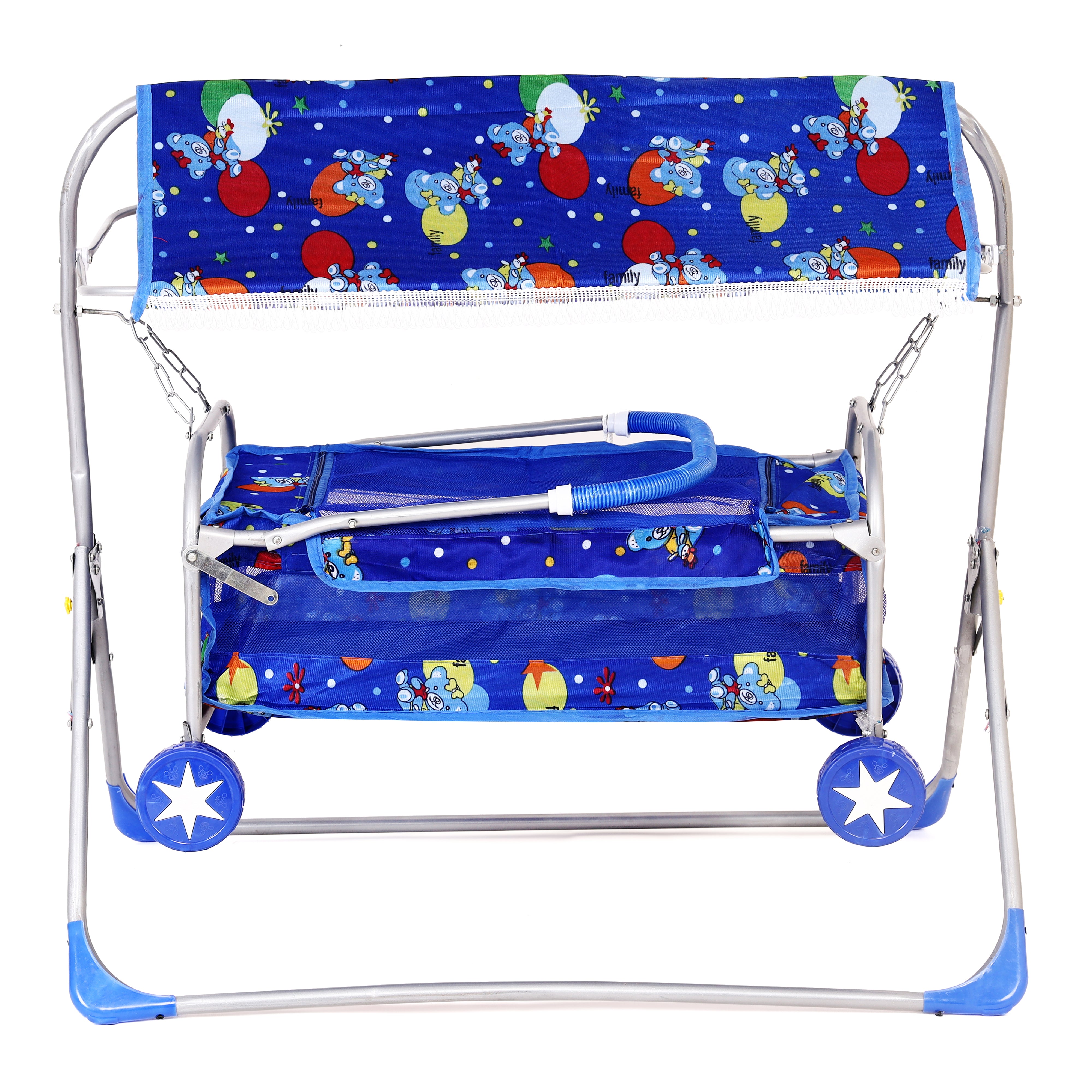 Premium Baby Cradle with Swing, Mosquito Net and Wheels