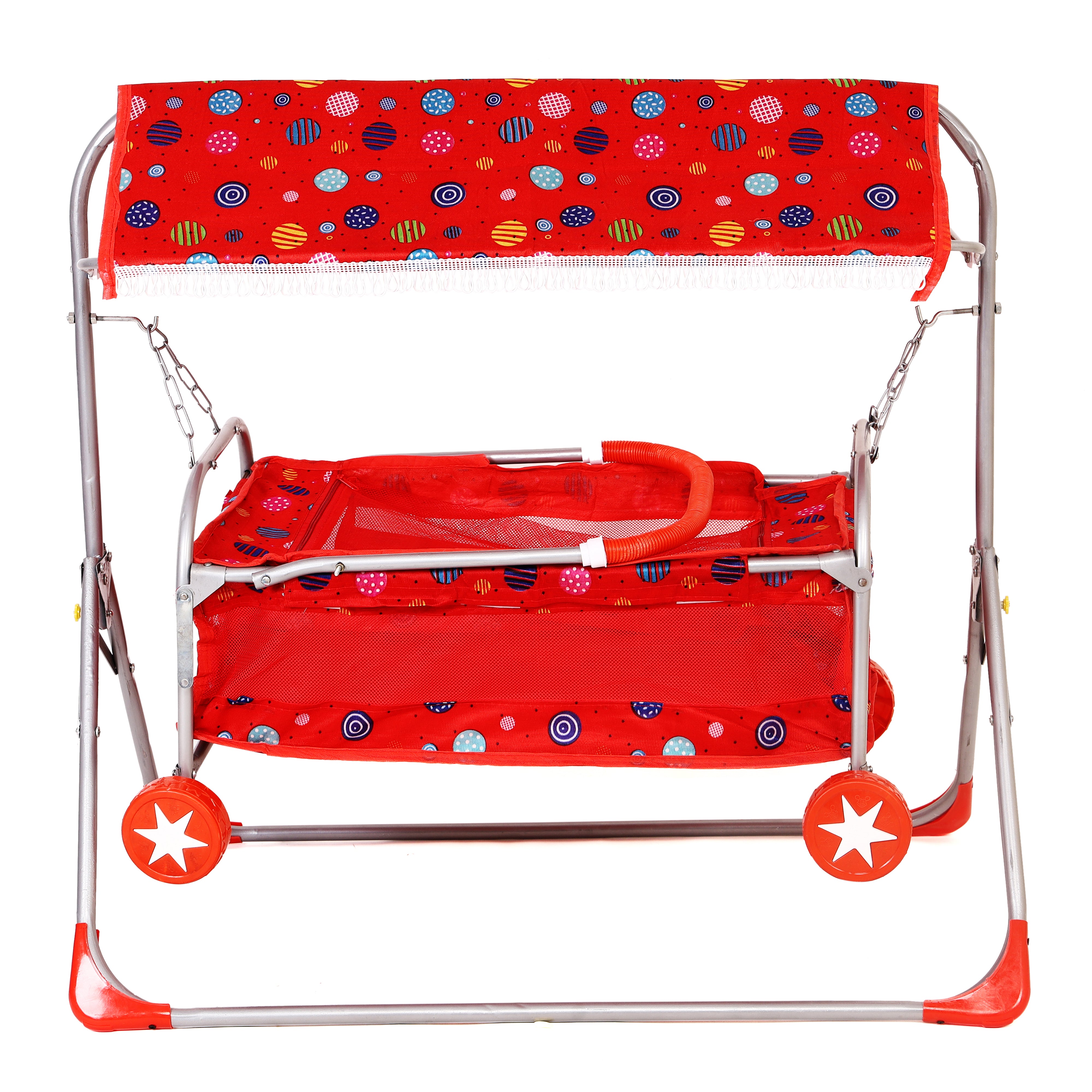 Premium Baby Cradle with Swing, Mosquito Net and Wheels