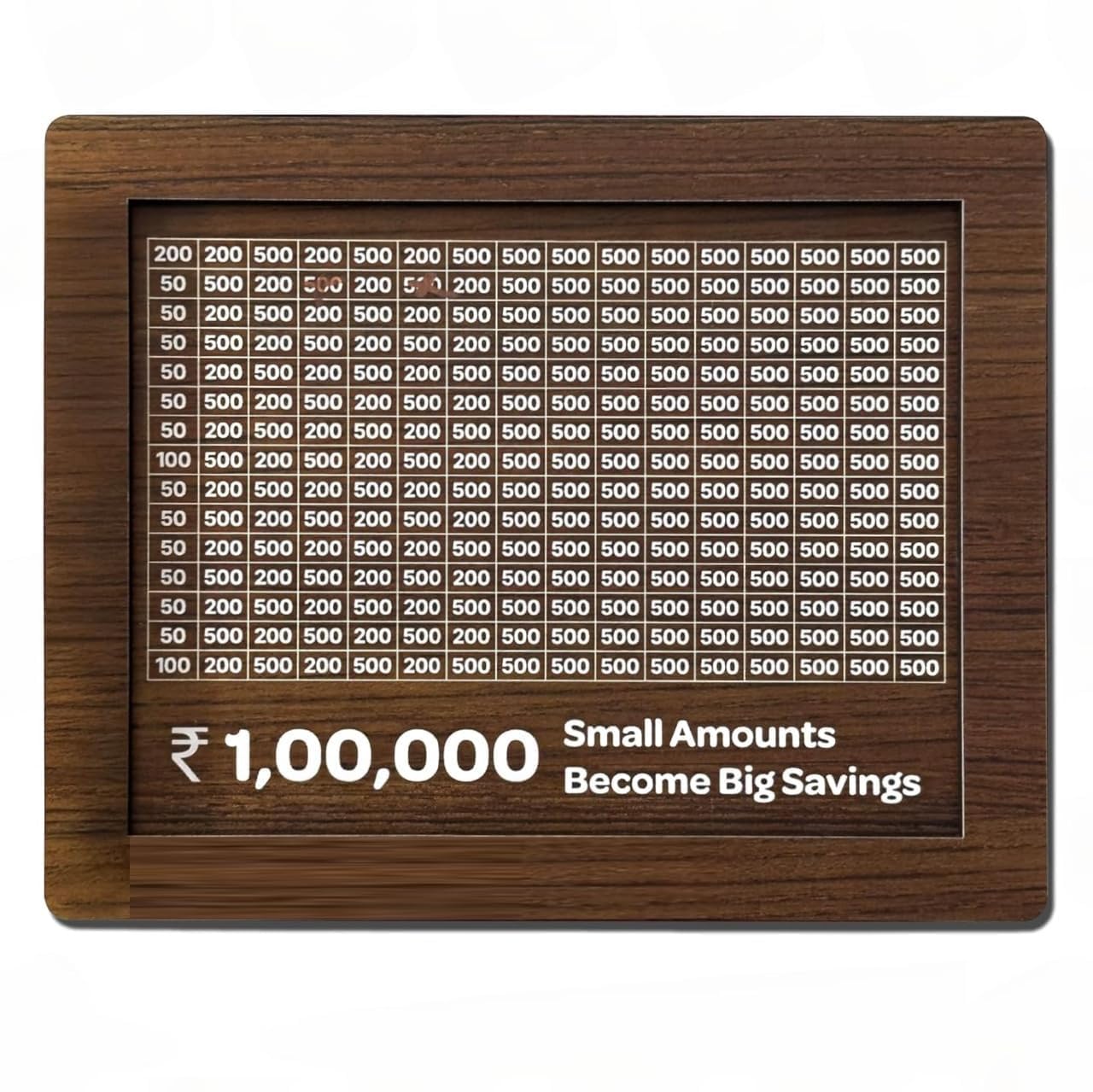Wooden Money Bank - 1,00,000 Indian Rupees Savings Challenge